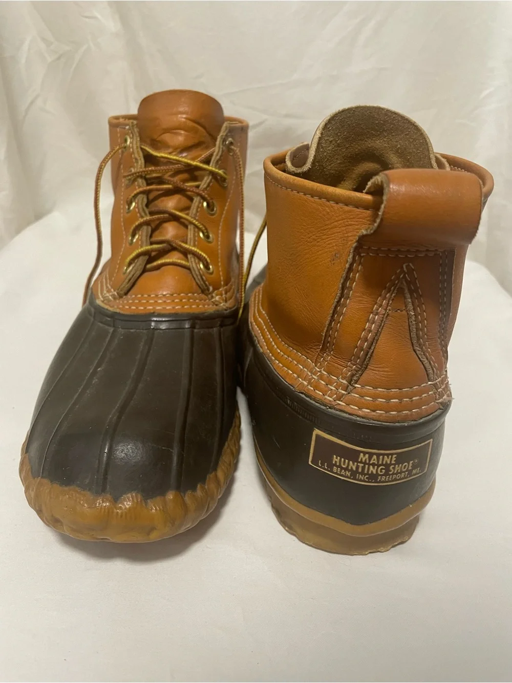 Vintage 1970s L.L. Bean Men’s Two-Tone Brown Waterproof Duck Boots